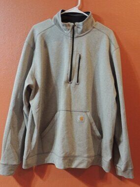 Carhartt Shirt Men X Large Tall Gray Black Zip Front Media Pocket Pullover Shirt